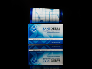 Saniderm 4 in by 8 yds professional tattoo aftercare bandage roll product image.