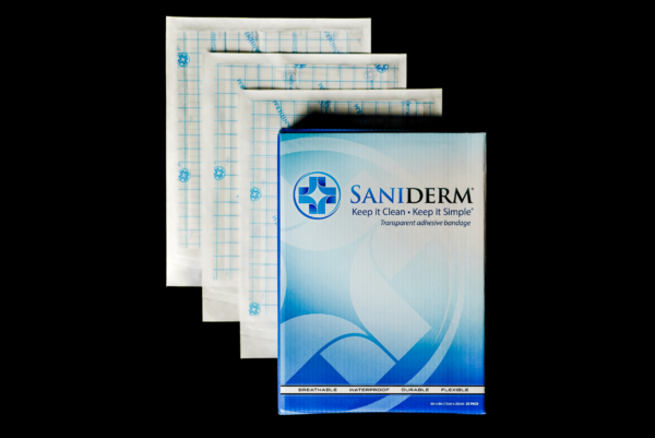 Saniderm 6 in by 8 in tattoo aftercare bandage personal pack product image.