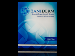 Saniderm 8 in by 10 in tattoo aftercare bandage personal pack product image.