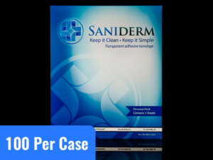 Saniderm 8 in by 10 in tattoo aftercare bandage personal pack product image.